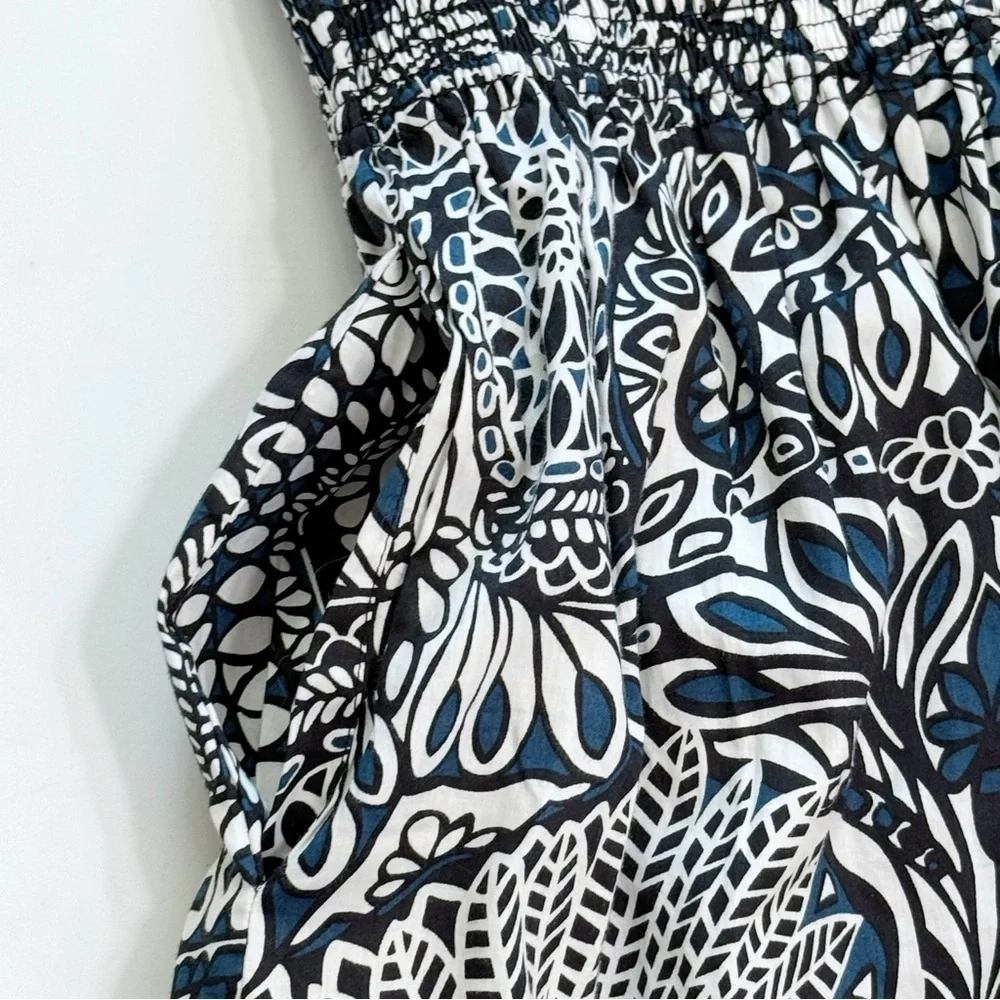 Tyler Böe Paisley Skirt Elastic Waist Lined Sz Medium 21” Black/Blue/White